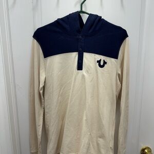 True Religion Two-Toned Long Sleeve Hoodie with Logo